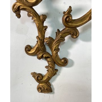 CONSOLLE LEGNO DORATO STILE BAROCCO epoca 1800 DA PARETE ETAGERE MENSOLA