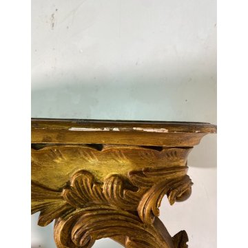 CONSOLLE LEGNO DORATO STILE BAROCCO epoca 1800 DA PARETE ETAGERE MENSOLA