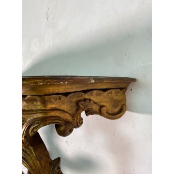 CONSOLLE LEGNO DORATO STILE BAROCCO epoca 1800 DA PARETE ETAGERE MENSOLA