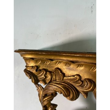 CONSOLLE LEGNO DORATO STILE BAROCCO epoca 1800 DA PARETE ETAGERE MENSOLA