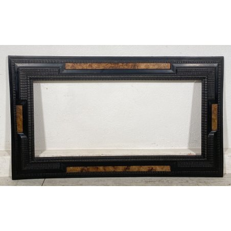 ANTICA CORNICE GUILLOCHE EPOCA 800 LEGNO SCOLPITO EBANIZZATO RADICA NOCE FRAME
