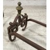 COPPIA ALARI IN FERRO BATTUTO epoca 1700 SPINOTTATI FORGIATI CAMINO OLD ANTICO