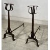 COPPIA ALARI IN FERRO BATTUTO epoca 700 SPINOTTATI FORGIATI CAMINO ANTICO STAND