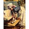 QUADRO DIPINTO OLIO  Silvio Secchi GENERE FIGURA LAVANDAIA ESPRESSIONISTA '900