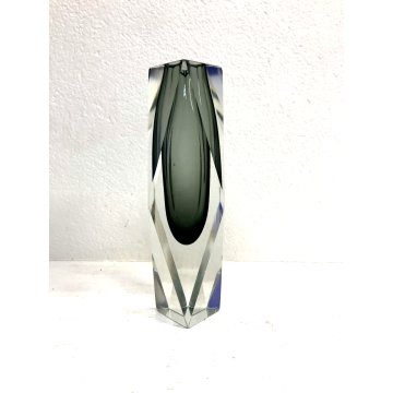 VASO VINTAGE VETRO Murano SOMMERSO GOCCIA GRIGIO FUME' TRASPARENTE 25 cm/h '60s