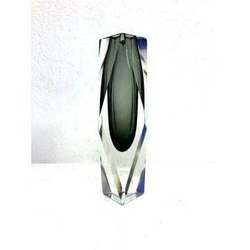VASO VINTAGE VETRO Murano SOMMERSO GOCCIA GRIGIO FUME' TRASPARENTE 25 cm/h '60s
