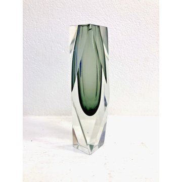 VASO VINTAGE VETRO Murano SOMMERSO GOCCIA GRIGIO FUME' TRASPARENTE 25 cm/h '60s