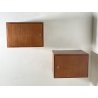 COPPIA DI COMODINI DESIGN A MURO ANNI 70 LEGNO OTTONE VINTAGE ANTA CAMERA LETTO