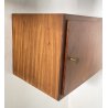 COPPIA DI COMODINI DESIGN A MURO ANNI 70 LEGNO OTTONE VINTAGE ANTA CAMERA LETTO