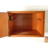 COPPIA DI COMODINI DESIGN A MURO ANNI 70 LEGNO OTTONE VINTAGE ANTA CAMERA LETTO