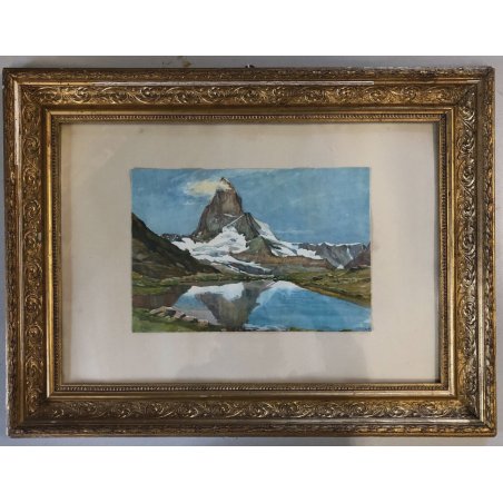 STAMPA ACQUERELLO Marc N. Marcovitch MONTE CERVINO Matterhorn mit Riffelsee N 76