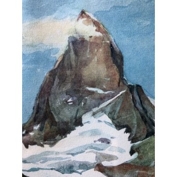 STAMPA ACQUERELLO Marc N. Marcovitch MONTE CERVINO Matterhorn mit Riffelsee N 76