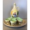 Set. LIQUORE VASSOIO BOTTIGLIA 6 BICCHIERI Lina Poggi APA ALBISOLA CERAMICA 50s