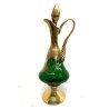 ANTICO SET DECANTER 6 BICCHIERI STELO RITORTO vetro BOEMIA VERDE ORO ZECCHINO