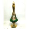 ANTICO SET DECANTER 6 BICCHIERI STELO RITORTO vetro BOEMIA VERDE ORO ZECCHINO