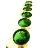 ANTICO SET DECANTER 6 BICCHIERI STELO RITORTO vetro BOEMIA VERDE ORO ZECCHINO