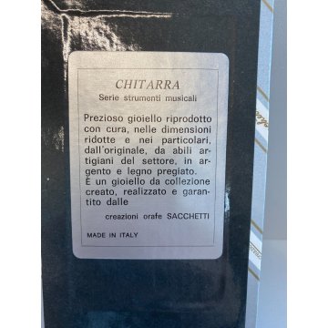 MINIATURA CHITARRA SACCHETTI ARGENTO 800 GUITAR SILVER STRUMENTO MUSICALE