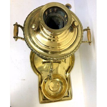 ANTICO Samovar OTTONE ORNATO TIMBRATO NUMERATO VASSOIO BOWL FINE '800 PRIMO '900