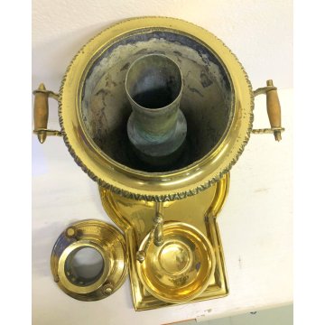 ANTICO Samovar OTTONE ORNATO TIMBRATO NUMERATO VASSOIO BOWL FINE '800 PRIMO '900