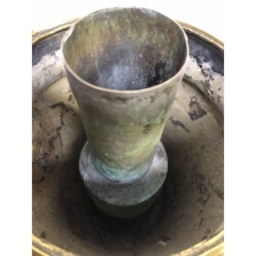 ANTICO Samovar OTTONE ORNATO TIMBRATO NUMERATO VASSOIO BOWL FINE '800 PRIMO '900