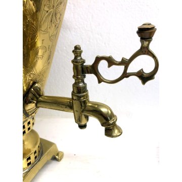 ANTICO Samovar OTTONE ORNATO TIMBRATO NUMERATO VASSOIO BOWL FINE '800 PRIMO '900