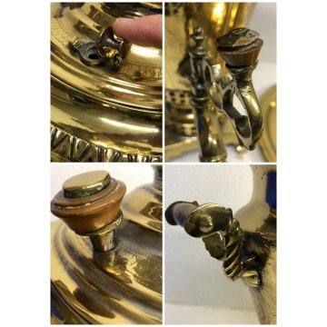 ANTICO Samovar OTTONE ORNATO TIMBRATO NUMERATO VASSOIO BOWL FINE '800 PRIMO '900