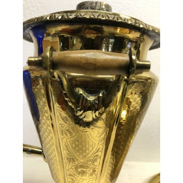 ANTICO Samovar OTTONE ORNATO TIMBRATO NUMERATO VASSOIO BOWL FINE '800 PRIMO '900