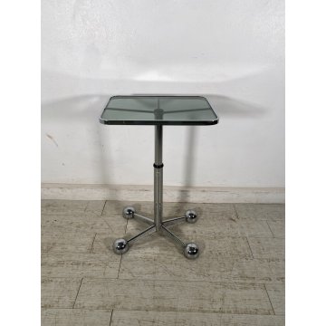 TAVOLO SALOTTO VINTAGE RUOTE SPACE AGE Allegri Parma ANNI 70 REGOLABILE DESIGN