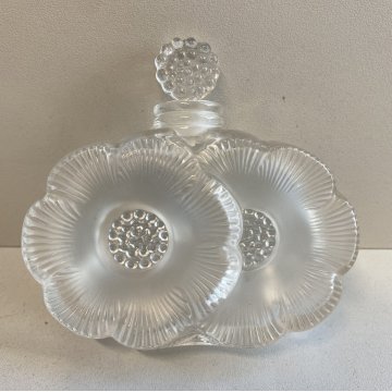 BOTTIGLIA PROFUMO LALIQUE FIORI FIRMATO BOTTLE DEUX CRISTALLO FLOWERS PERFUME