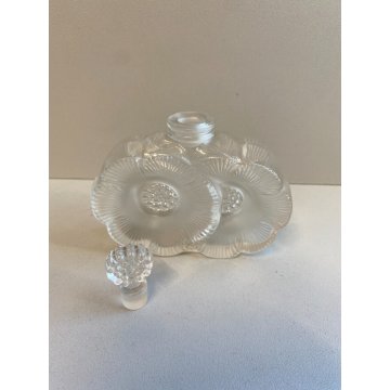 BOTTIGLIA PROFUMO LALIQUE FIORI FIRMATO BOTTLE DEUX CRISTALLO FLOWERS PERFUME