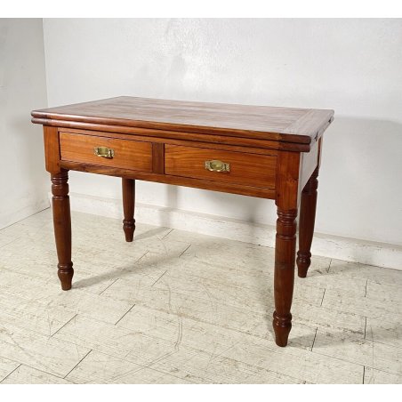 TAVOLO PORTAFOGLIO 2 cassetti LEGNO CILIEGIO EPOCA 1800 GAMBA BOTTIGLIA 67X220