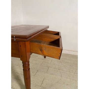 TAVOLO PORTAFOGLIO 2 cassetti LEGNO CILIEGIO EPOCA 1800 GAMBA BOTTIGLIA 67X220