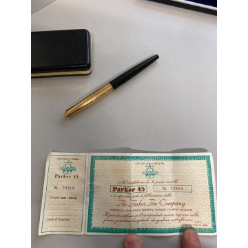 PENNA PARKER 45 STILOGRAFICA FOUNTAIN PEN DORATA PEN STILO FUNZIONANTE anni 70