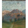 ANTICO DIPINTO OLIO Carlo Balestrini '800 PAESAGGIO MONTANO Monterosa SENTIERO