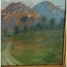 ANTICO DIPINTO OLIO Carlo Balestrini '800 PAESAGGIO MONTANO Monterosa SENTIERO