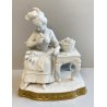 PORCELANA UNTER WEISS BACH DONNA CON FIORI VINTAGE anni 70 CERAMICA BISCUIT