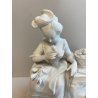 PORCELANA UNTER WEISS BACH DONNA CON FIORI VINTAGE anni 70 CERAMICA BISCUIT