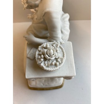 PORCELANA UNTER WEISS BACH DONNA CON FIORI VINTAGE anni 70 CERAMICA BISCUIT