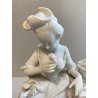 PORCELANA UNTER WEISS BACH DONNA CON FIORI VINTAGE anni 70 CERAMICA BISCUIT