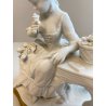 PORCELANA UNTER WEISS BACH DONNA CON FIORI VINTAGE anni 70 CERAMICA BISCUIT