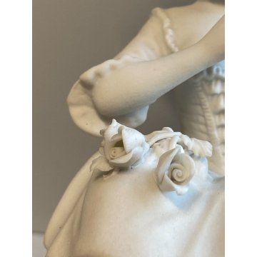 PORCELANA UNTER WEISS BACH DONNA CON FIORI VINTAGE anni 70 CERAMICA BISCUIT