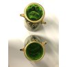 ANTICA COPPIA VASI STILE MOSER vetro BOEMIA VERDE SMERALDO ORO ZECCHINO '900