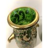 ANTICA COPPIA VASI STILE MOSER vetro BOEMIA VERDE SMERALDO ORO ZECCHINO '900