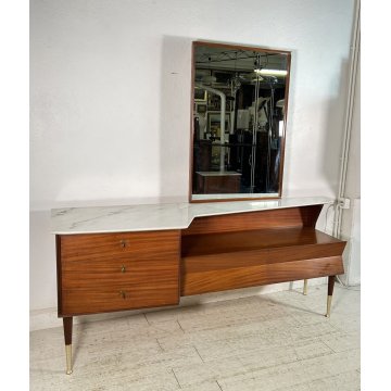 CREDENZA DESIGN MOBILE ANNI 70 SIDEBOARD VINTAGE LEGNO MARMO SPECCHIO OTTONE OLD