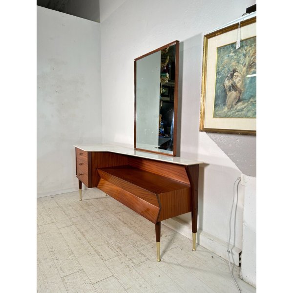 mobile sideboard vintage in vetro e ottone 