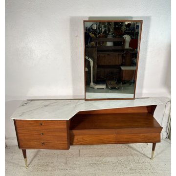 CREDENZA DESIGN MOBILE ANNI 70 SIDEBOARD VINTAGE LEGNO MARMO SPECCHIO OTTONE OLD