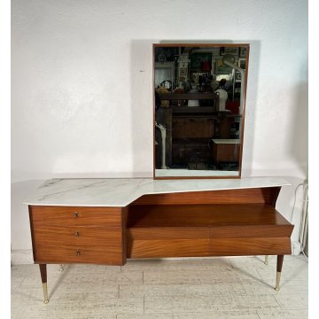 CREDENZA DESIGN MOBILE ANNI 70 SIDEBOARD VINTAGE LEGNO MARMO SPECCHIO OTTONE OLD