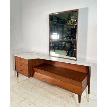 CREDENZA DESIGN MOBILE ANNI 70 SIDEBOARD VINTAGE LEGNO MARMO SPECCHIO OTTONE OLD