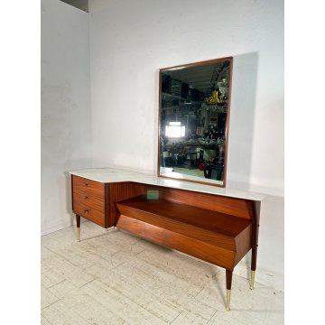 CREDENZA DESIGN MOBILE ANNI 70 SIDEBOARD VINTAGE LEGNO MARMO SPECCHIO OTTONE OLD