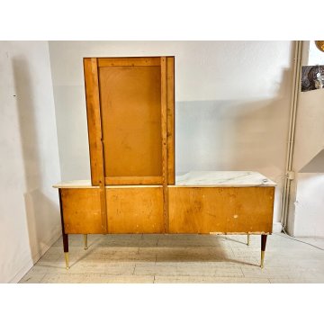 CREDENZA DESIGN MOBILE ANNI 70 SIDEBOARD VINTAGE LEGNO MARMO SPECCHIO OTTONE OLD